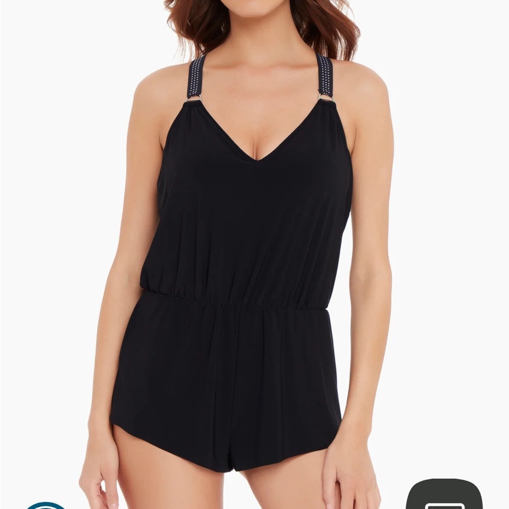 NWT Black Romper Swimsuit - Size 8